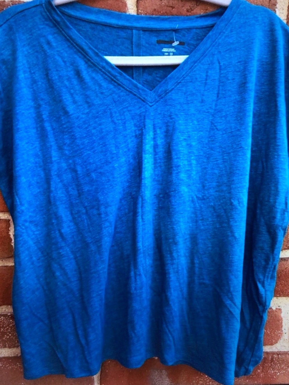 Eileen Fisher Blue V-Neck Short Sleeve Tee